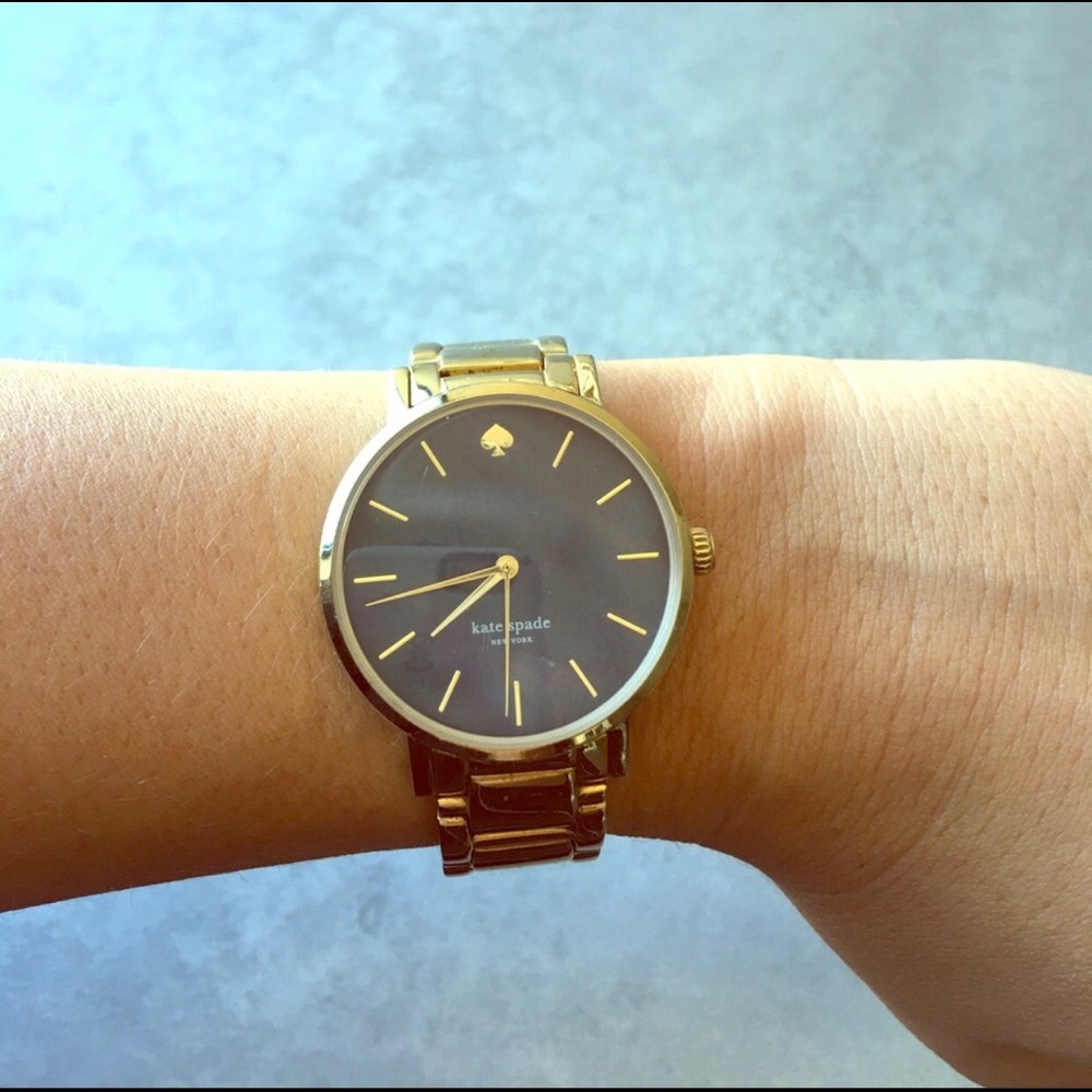 Kate spade gramercy black pearl watch